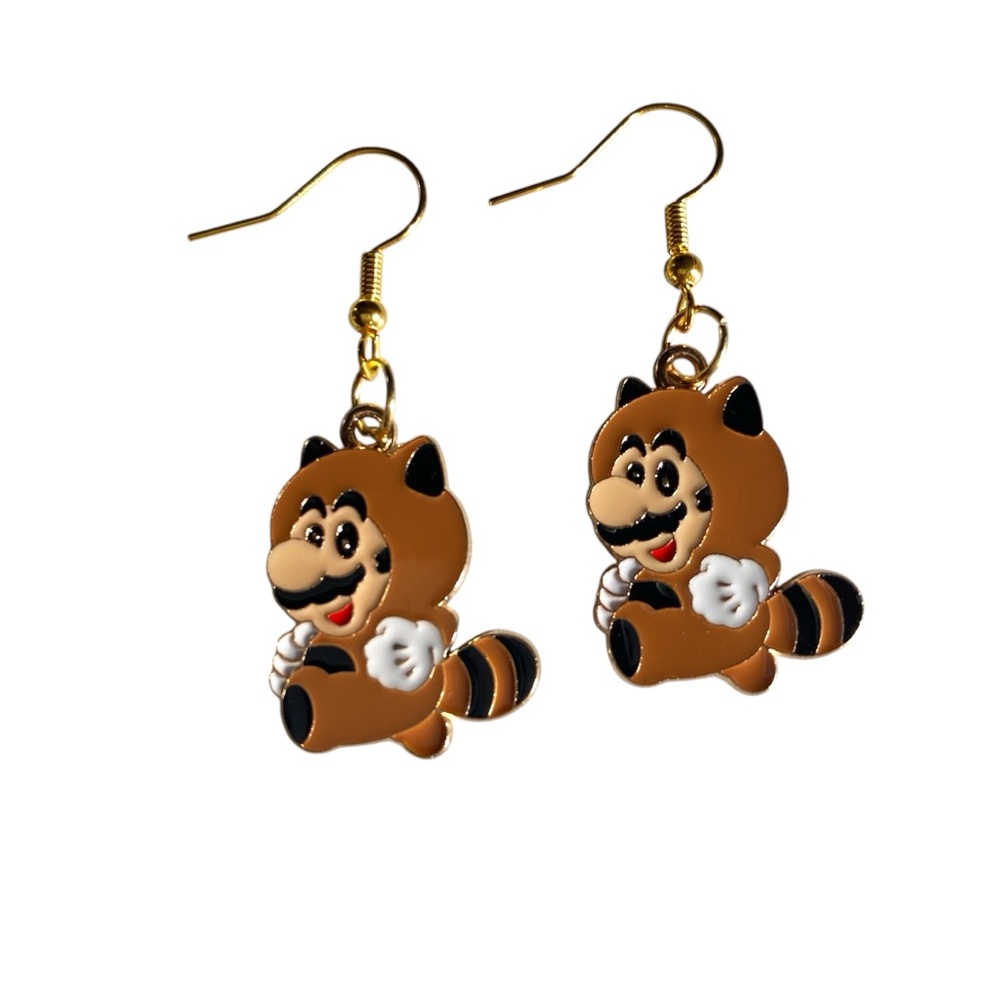 Super Mario Bros Tanooki Mario Earrings